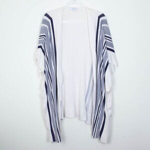 Foxcroft Womens Striped Open‎ Front Cardigan Size 3X Short Sleeve Beachy Boho